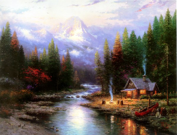 (image for) Handmade oil painting Copy paintings of famous artists Thomas Kinkade's painting, NO.86 - Click Image to Close